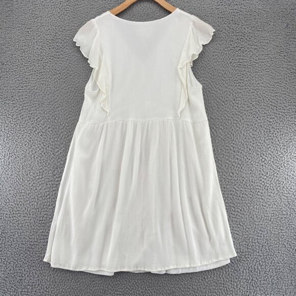 Savanna Jane Dress Womens Medium White Multi Embroidered Floral Shift Gauzy Mini - Picture 11 of 11